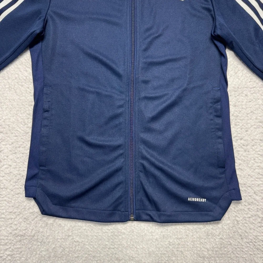 NWT Adidas Aeroready Track Jacket Blue Soccer Full‎ Zip Primegreen Youth Medium